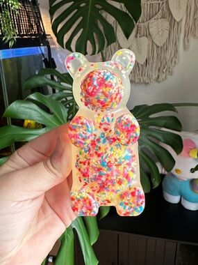 Clear Gummy Bear Resin Trinket with Rainbow Sprinkles
